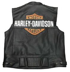 Harley Davidson Passing Link Black Cowhide Leather Vest for Men - MNCLeather