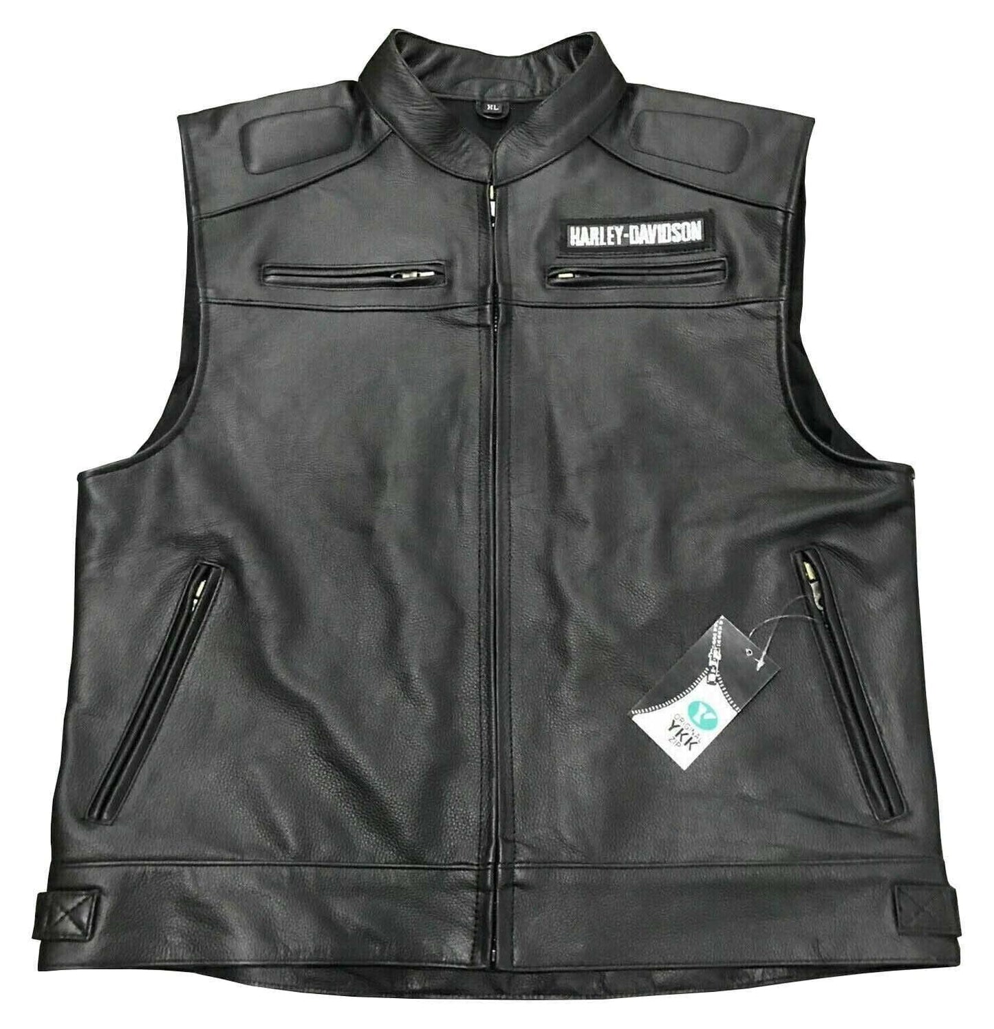 Harley Davidson Passing Link Black Cowhide Leather Vest for Men - MNCLeather