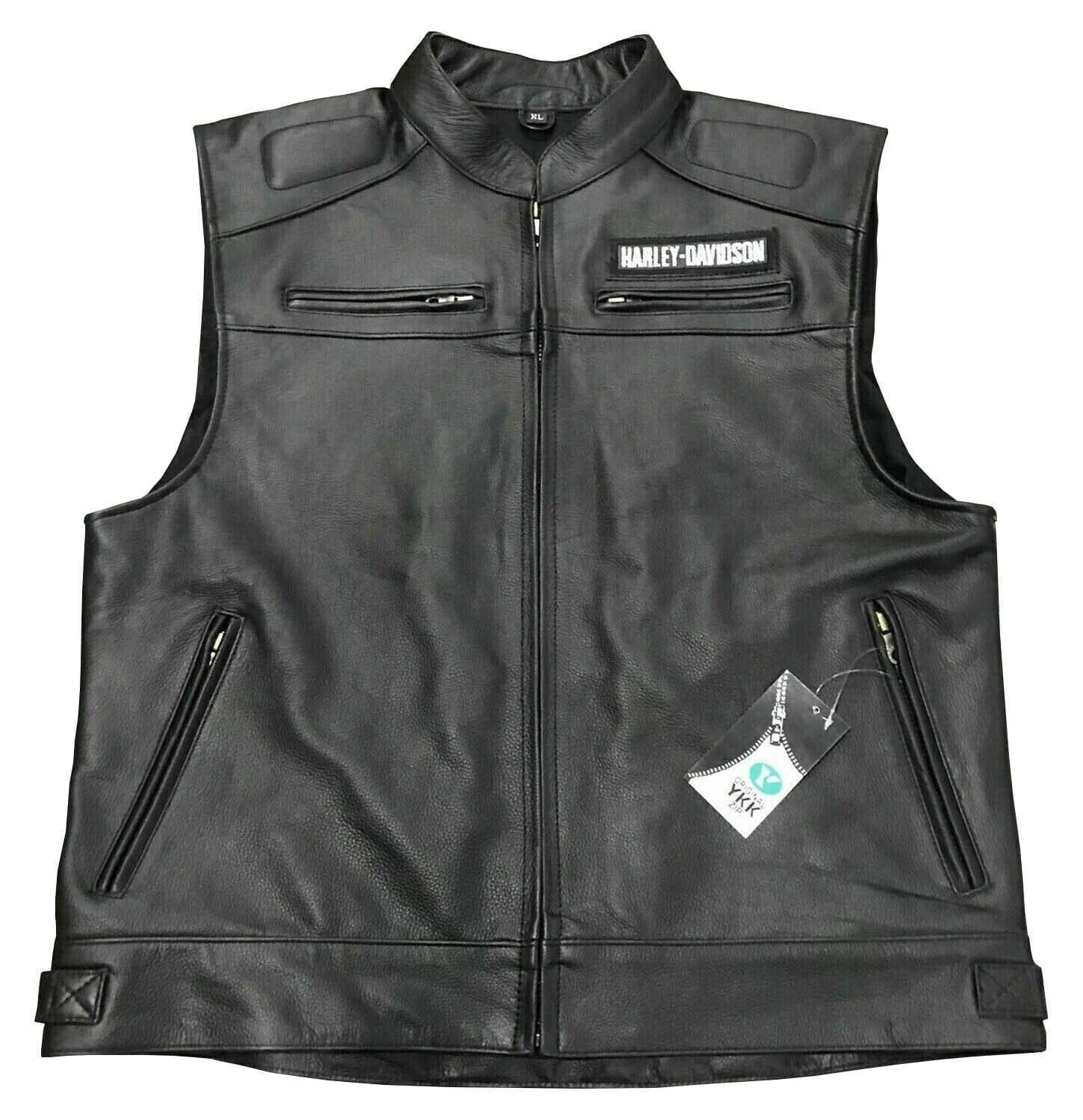 Harley Davidson Passing Link Black Cowhide Leather Vest for Men - MNCLeather