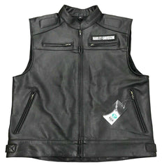 High-Quality Harley Davidson Sleeveless Motorcycle Cowhide Leather Vest for Men - MNCLeather