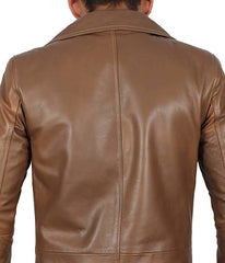 Supernatural Tan Brown 3/4 Length Real Lambskin Genuine Leather Overcoat for Men