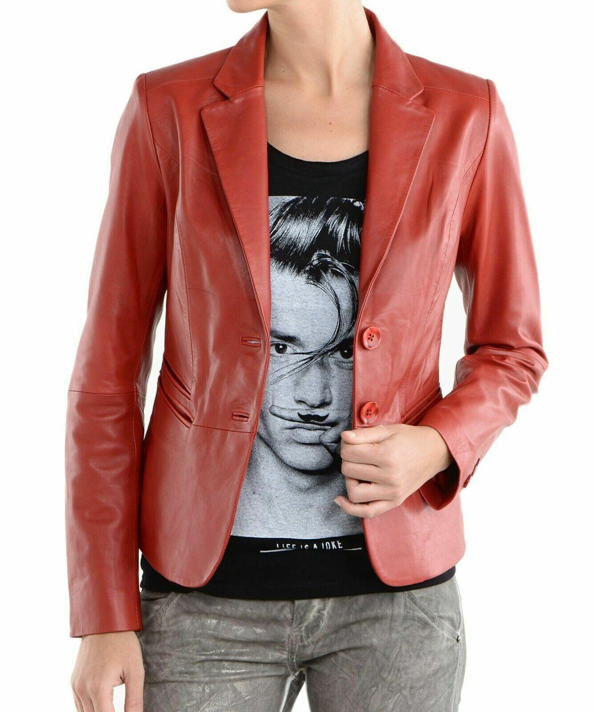 Valentino Red Rarefind Women Motorcycle Casual Sport Leather Coat - MNCLeather