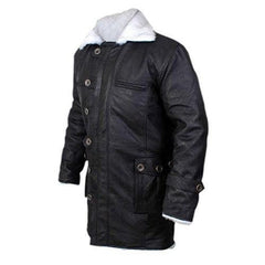 Long Length Swedish Long Leather Coat with White Shearling - MNCLeather