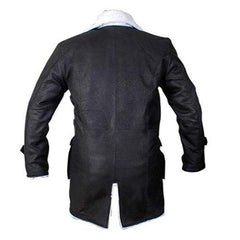 Long Length Swedish Long Leather Coat with White Shearling - MNCLeather