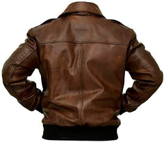 RAF Aviator A2 Tan Brown Military Bomber Leather Jacket for Men - Handmade A2 Waxed Tan Brown Leather Jacket - MNCLeather