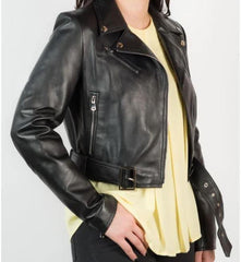 Women Handmade Lightweight Motorcycle Lambskin Real Leather Jacket - MNCLeather