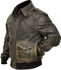 RAF Aviator Cockpit Pilot A2 Distressed Brown Bomber Leather Jacket for Men - Military bomber Jacket for Men - MNCLeather