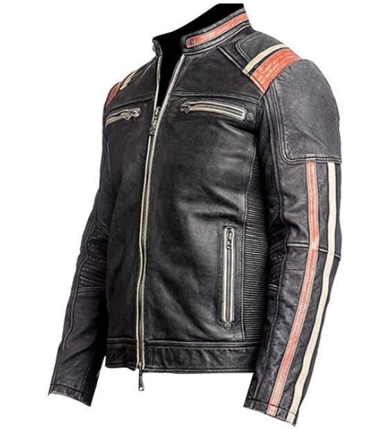 Distressed Motorcycle Jacket - Handmade Vintage Retro Biker Leather Jacket for Men - MNCLeather