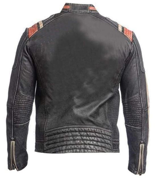 Distressed Motorcycle Jacket - Handmade Vintage Retro Biker Leather Jacket for Men - MNCLeather