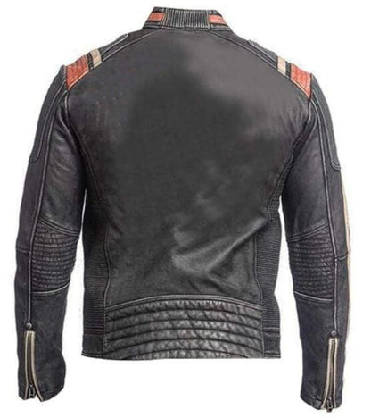 Distressed Motorcycle Jacket - Handmade Vintage Retro Biker Leather Jacket for Men - MNCLeather