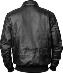 Distressed Black Military Bomber WWII Aviator Bomber Leather Jacket for Men - Cowhide Black Bomber Jacket with Pockets - MNCLeather