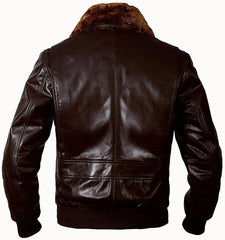 Men's Outerwear A2 Cockpit Pilot Military Brown Bomber Jacket with US Flag Jacket - MNCLeather