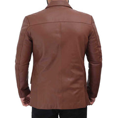High Quality Tan Brown Premium Lambskin Leather Blazer for Men